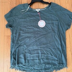 NWT Umgee Frayed Teal Blue Top